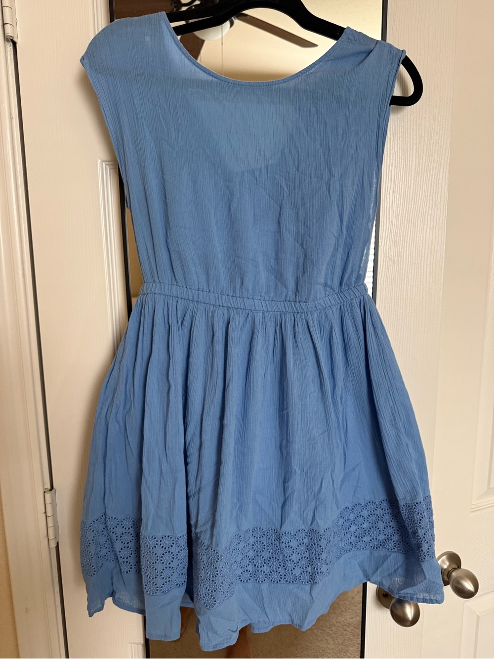 Old Navy Light Blue Sleeveless Casual Dress with Eyelet Trim